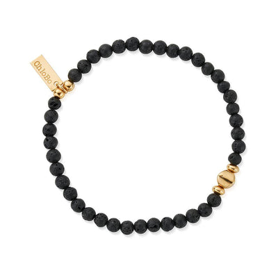 Men's Black Lava Bracelet | Gold & Silver Options