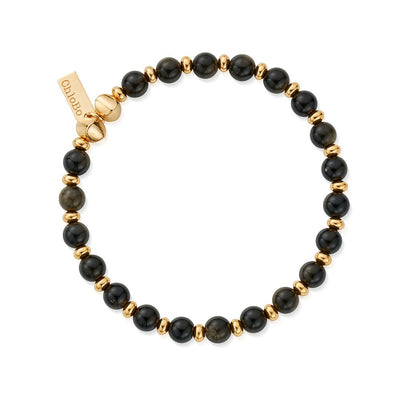 Men's Slim Golden Obsidian Bracelet | Gold & Silver Options