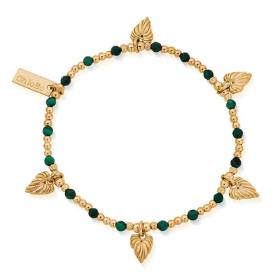 Leaf Heart Malachite Bracelet| Heart Charm Bracelet |ChloBo