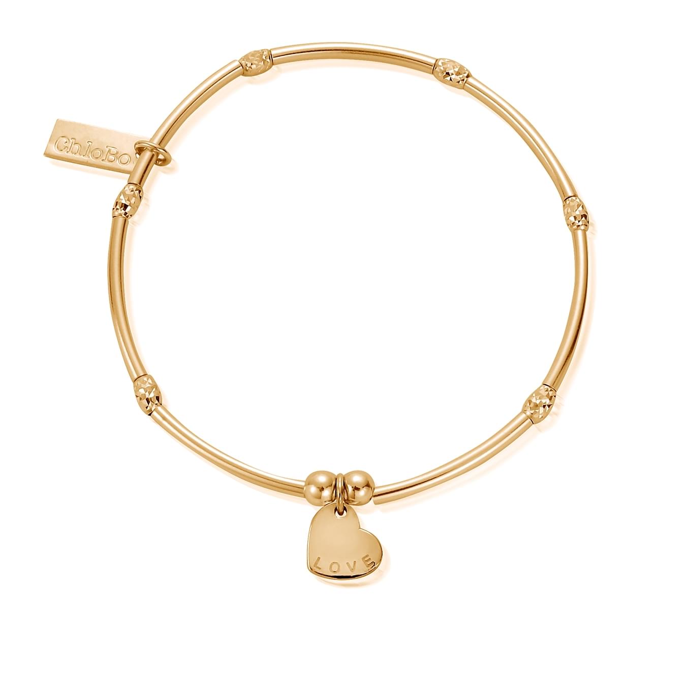 Gold Personalised Mini Noodle Sparkle Rice Love Disc Bracelet
