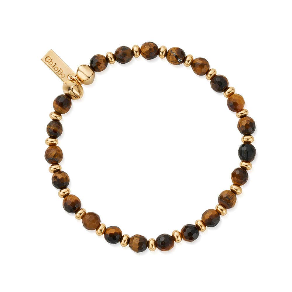 Men's Gold Tiger's Eye Slim Round Bracelet