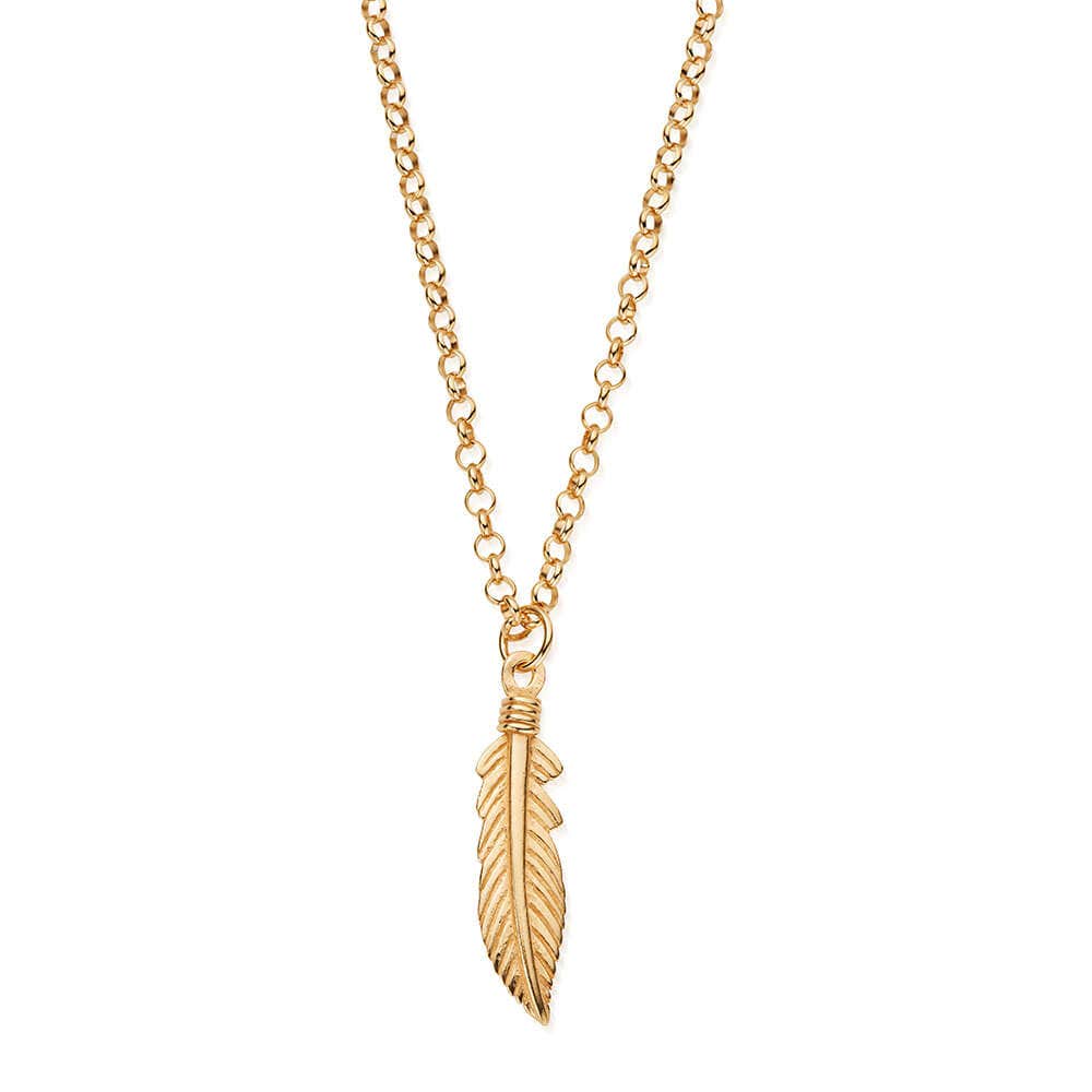 Men's Feather Pendant Necklace on a Belcher Chain – ChloBo UK