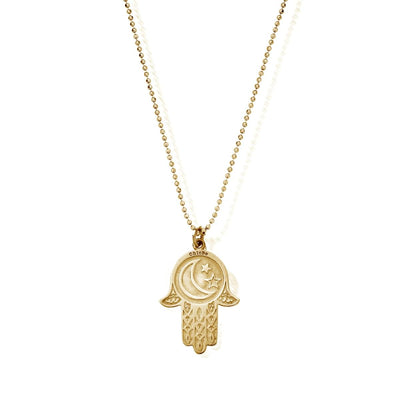 Diamond cut chain with moon & star hamsa hand pendant | ChloBo