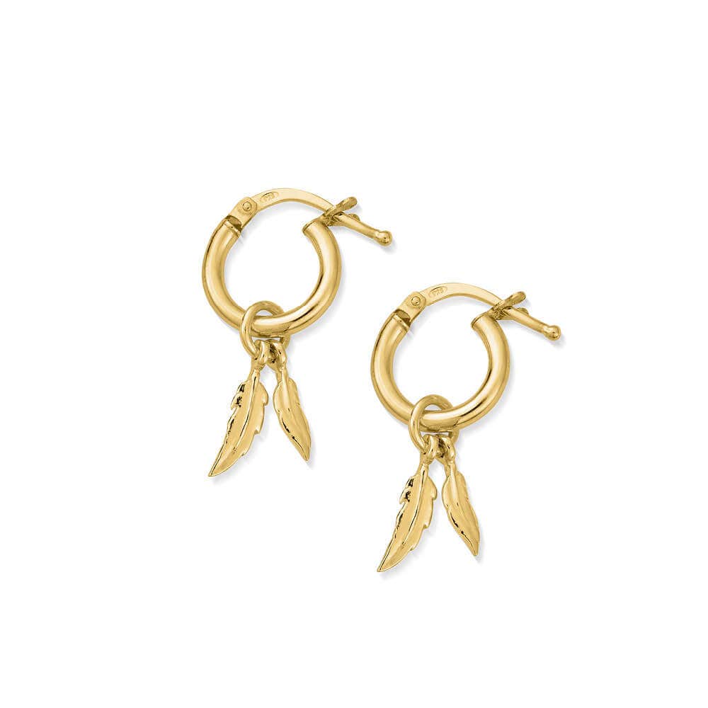 Double Feather Small Hoop Earrings