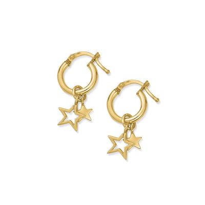 Double Star Small Hoop Earrings