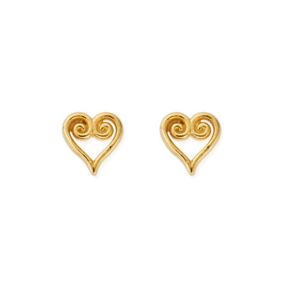 Scroll Heart Stud Earrings