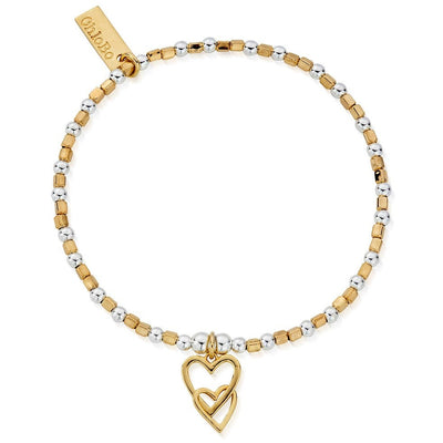 Mixed Metal Interlocking Love Heart Bracelet