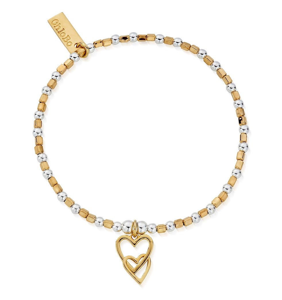 Mixed Metal Interlocking Love Heart Bracelet