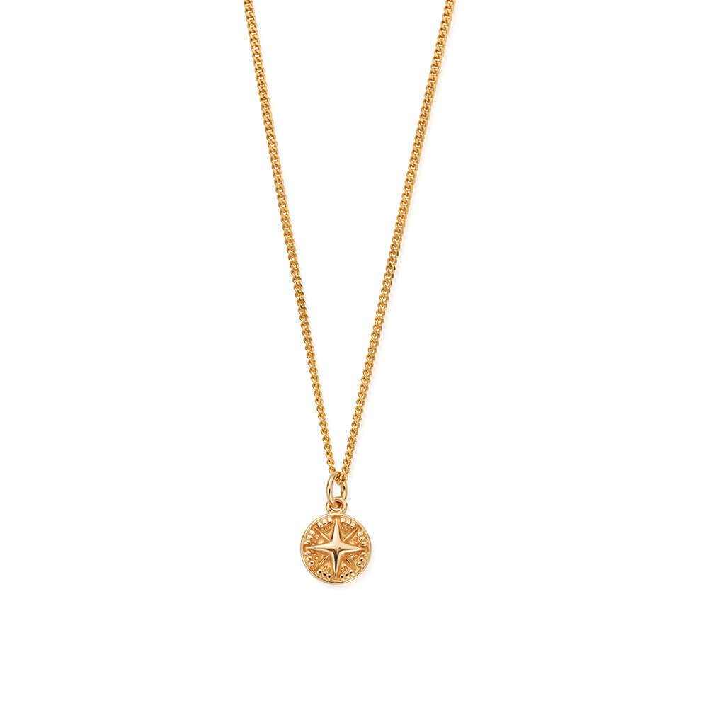 Men's Compass Pendant Necklace on a Curb Chain