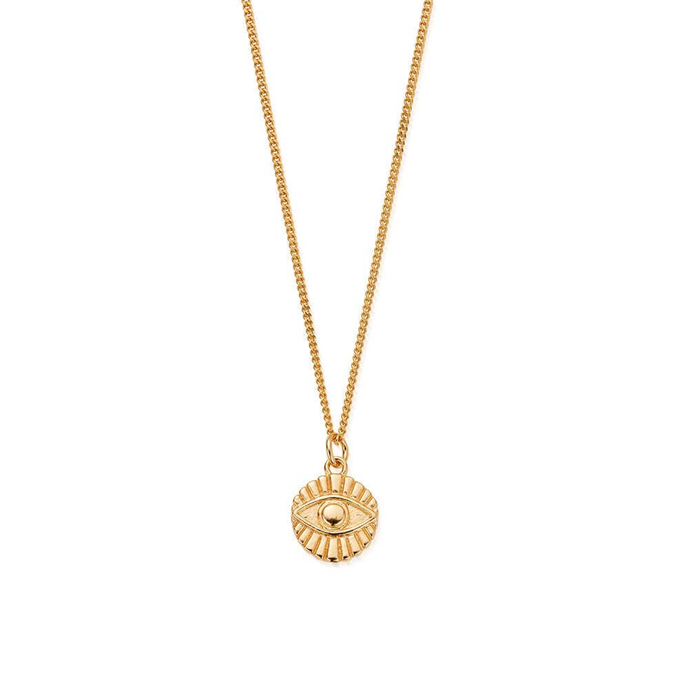 Men's Evil Eye Pendant Necklace on a Curb Chain | Gold & Silver