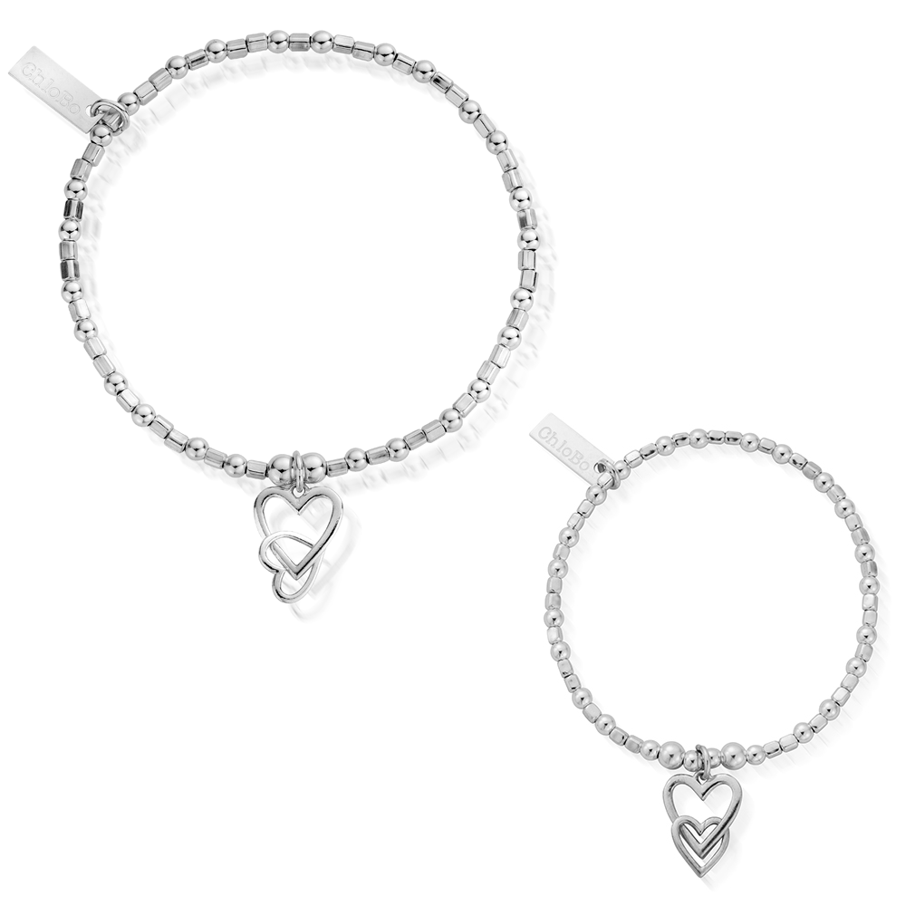 Interlocking Love Heart Bracelet Gift Set - Adult & Child