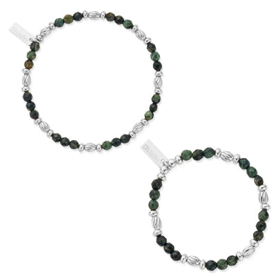 Kambaba Jasper Twisted Rice Bracelet Gift Set - Men's Adult & Child