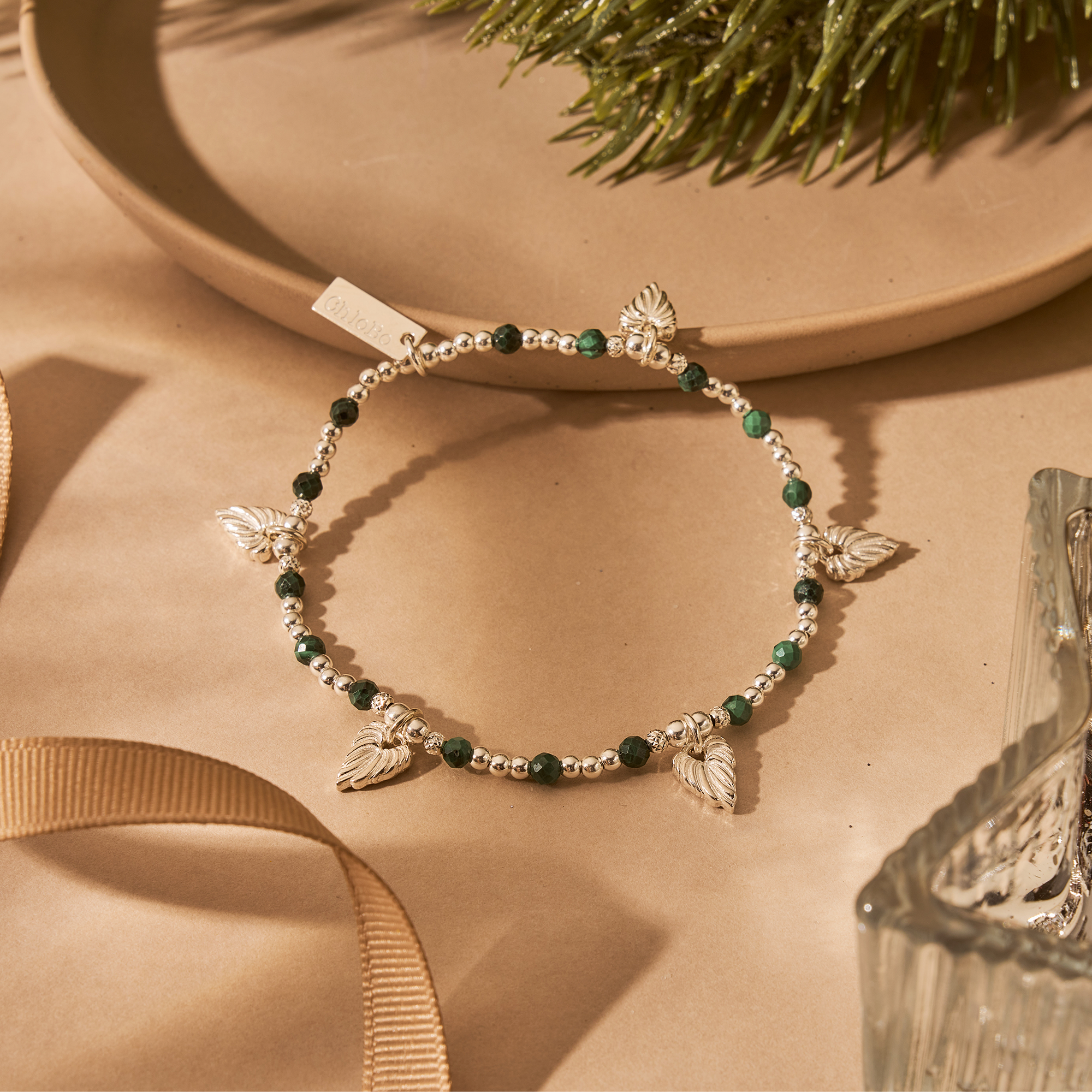 Leaf Heart Malachite Bracelet