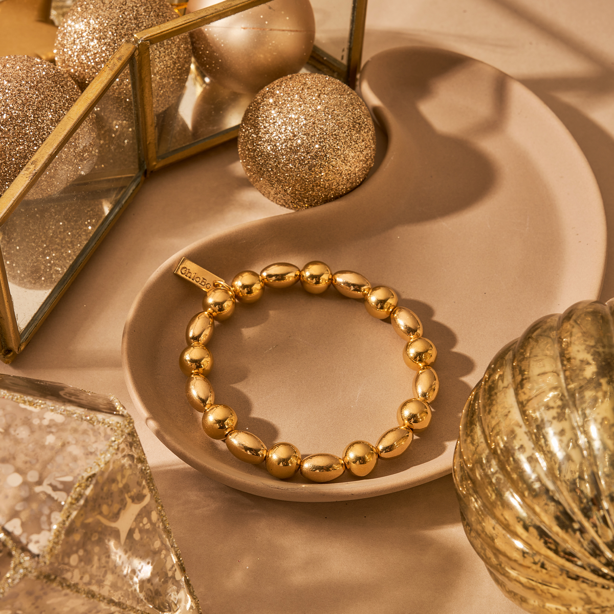 gold medium ball rice bracelet | ChloBo