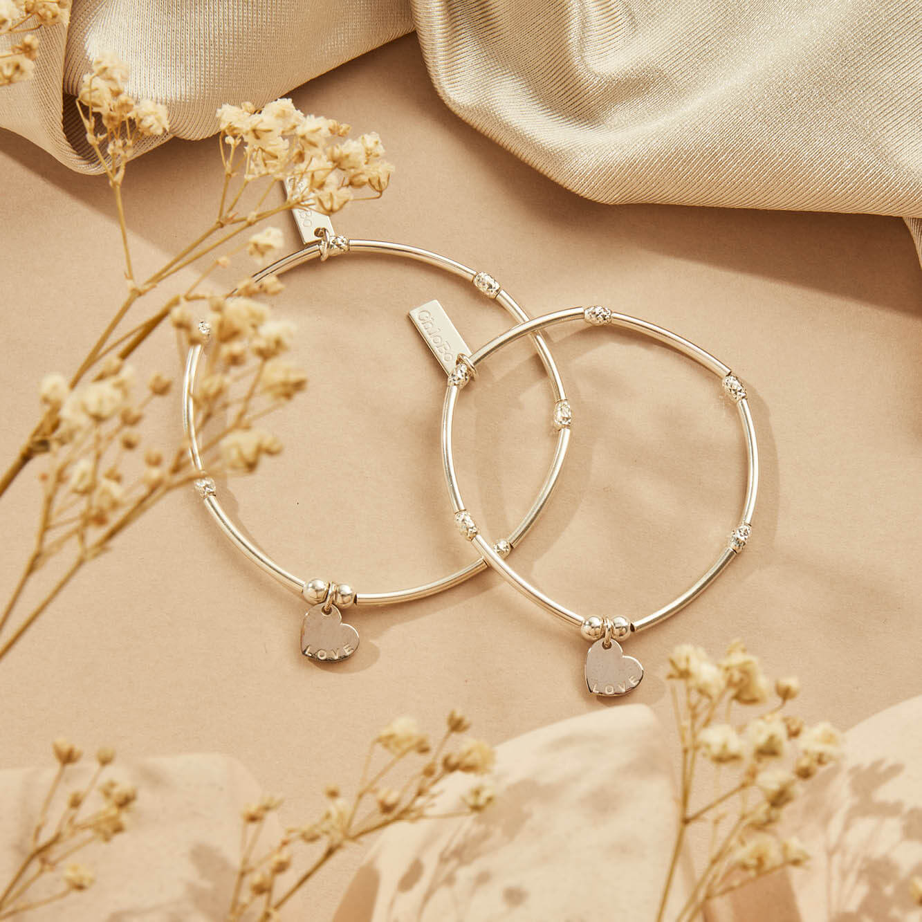 Gold Personalised Mini Noodle Sparkle Rice Love Disc Bracelet