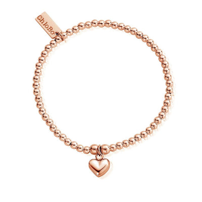 Rose Gold Cute Charm Puffed Heart