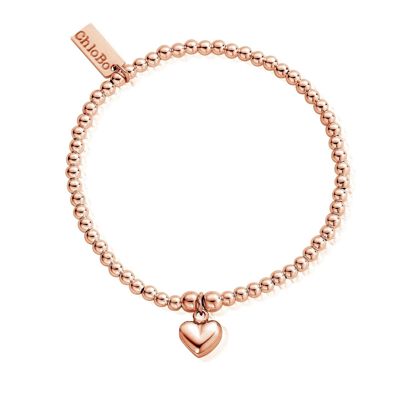 Rose Gold Cute Charm Puffed Heart