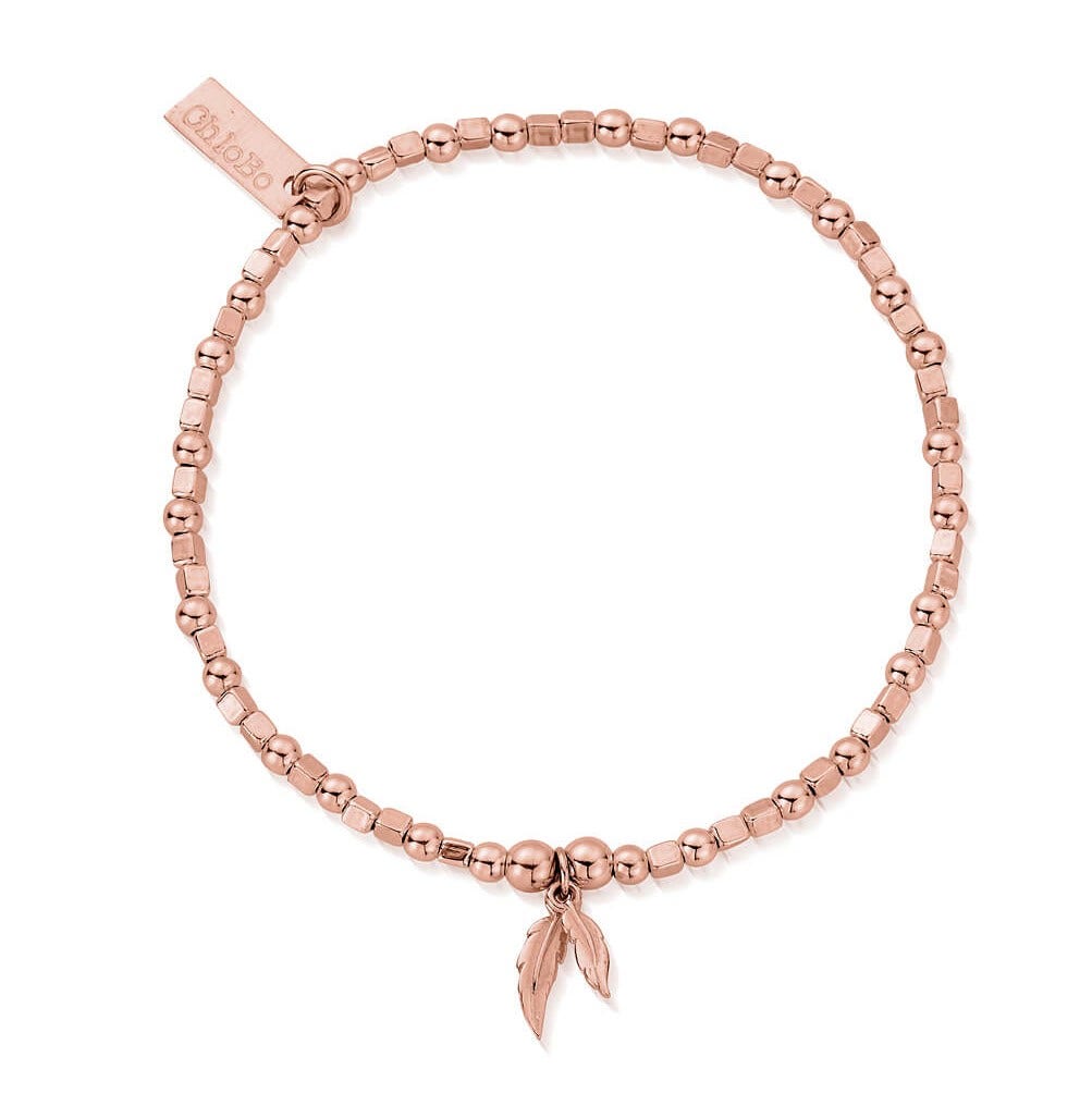 mini cube double feather bracelet 2414 | ChloBo