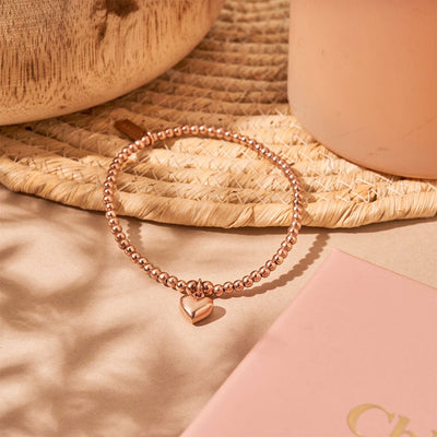 Rose Gold Cute Charm Puffed Heart