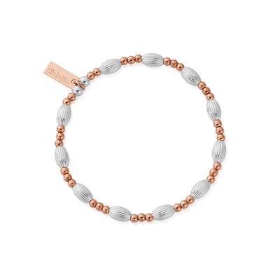 Mixed Metal Corrugated Oval Bracelet | ChloBo