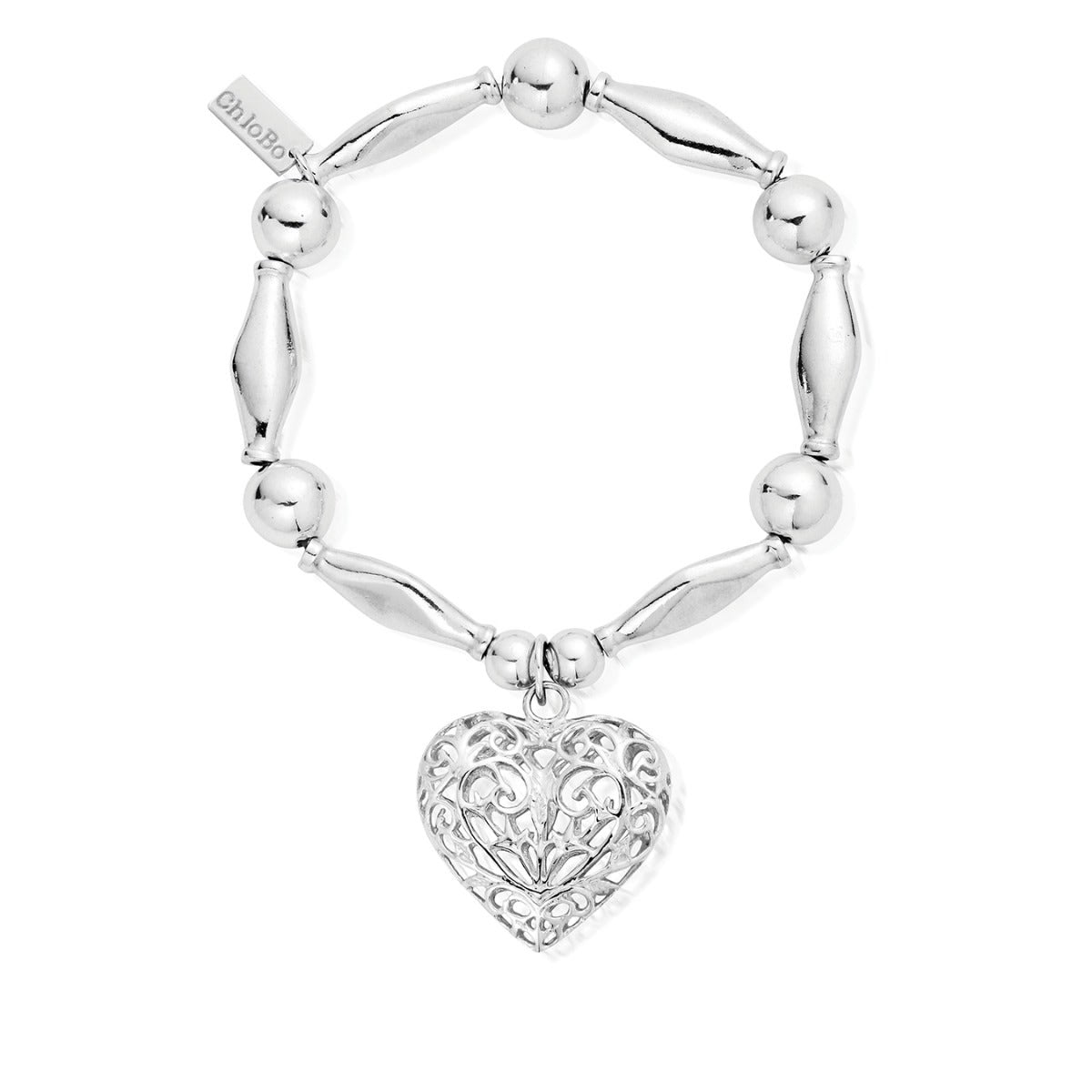 Chunky Filigree Heart Bracelet