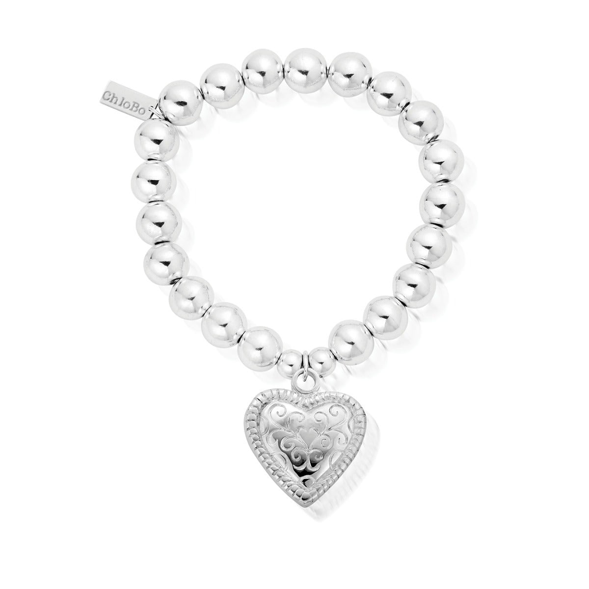 Medium Ball Scallop Heart Bracelet