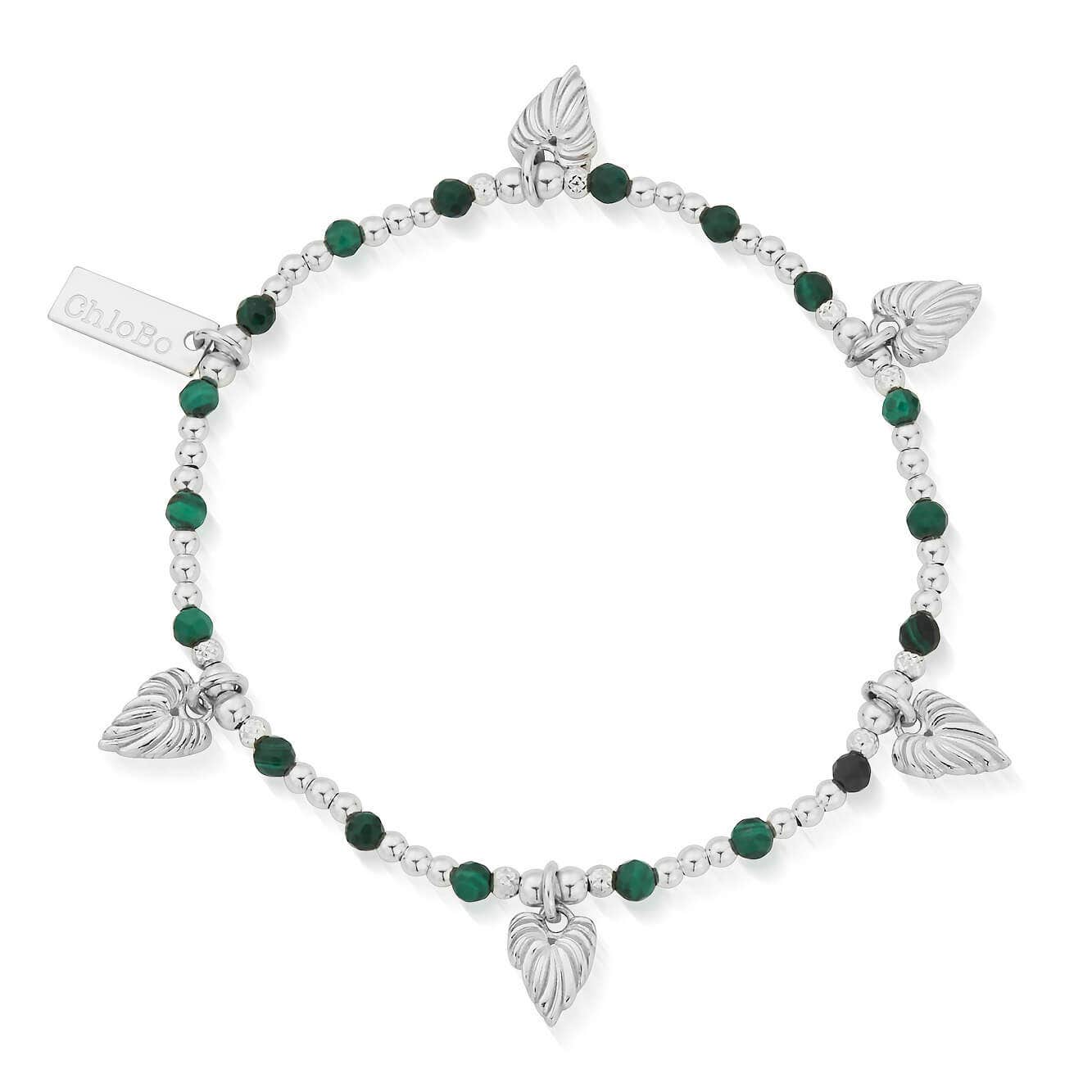 Leaf Heart Malachite Bracelet| Heart Charm Bracelet |ChloBo