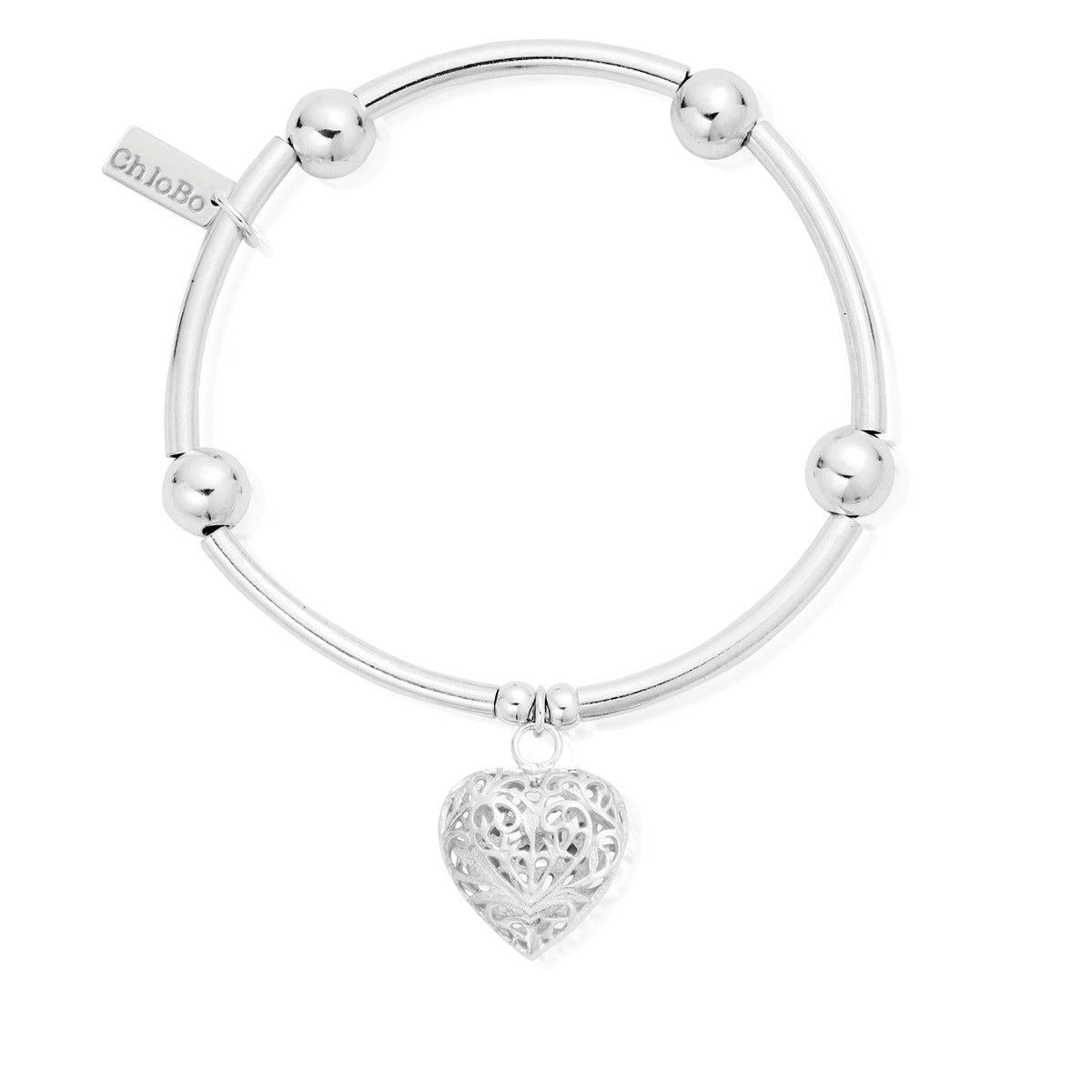 Noodle Ball Filigree Heart Bracelet