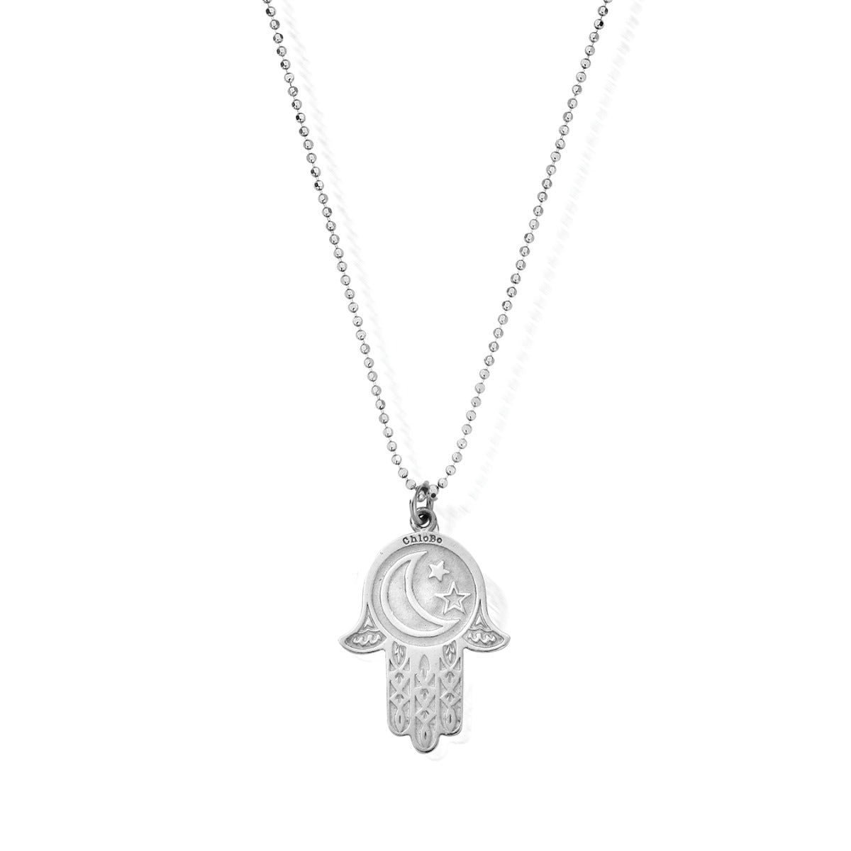 Diamond cut chain with moon & star hamsa hand pendant | ChloBo