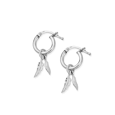 Double Feather Small Hoop Earrings