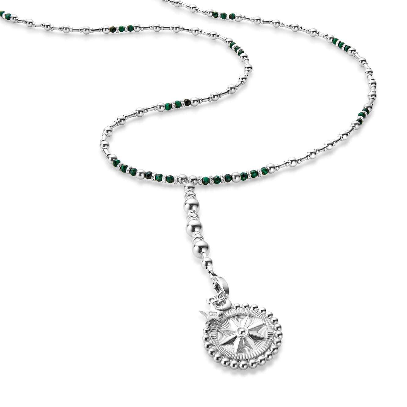 The Free Spirt Malachite Lariat Necklace | Compass Charm | ChloBo