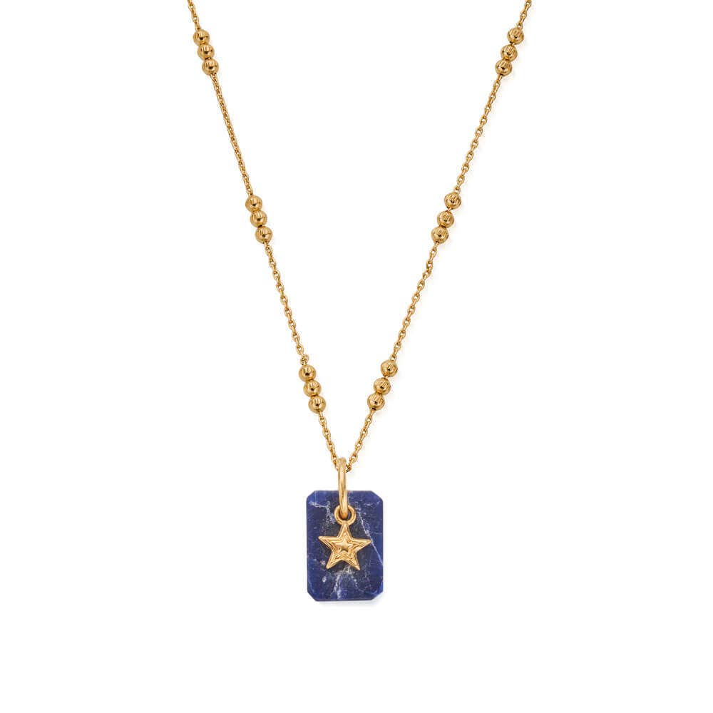 Triple Bobble Chain Sodalite Star Necklace | ChloBo