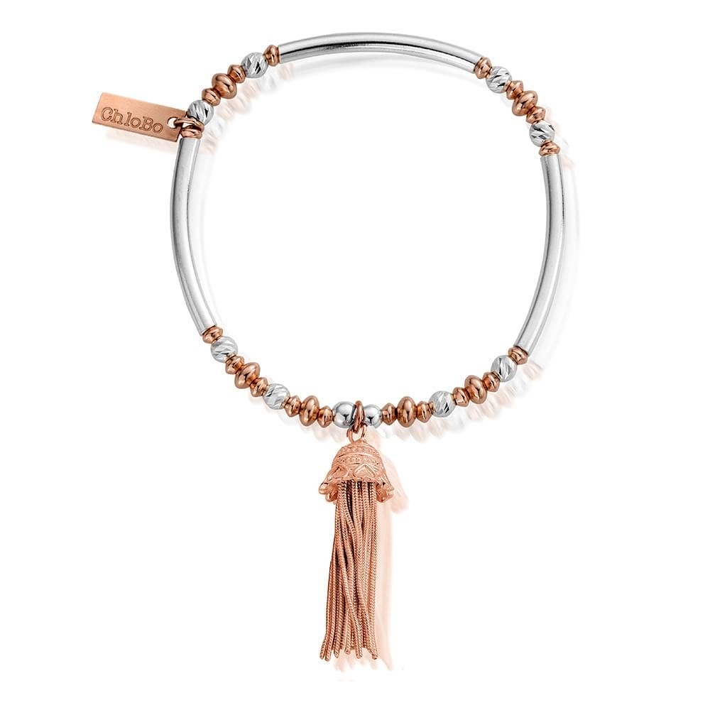 Rose Gold Mixed Metal True Love Tassel Bracelet
