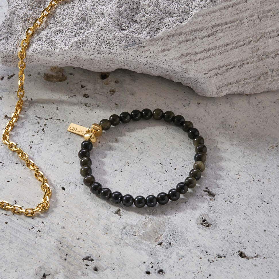 Men's Golden Obsidian Bracelet | Gold & Silver Options