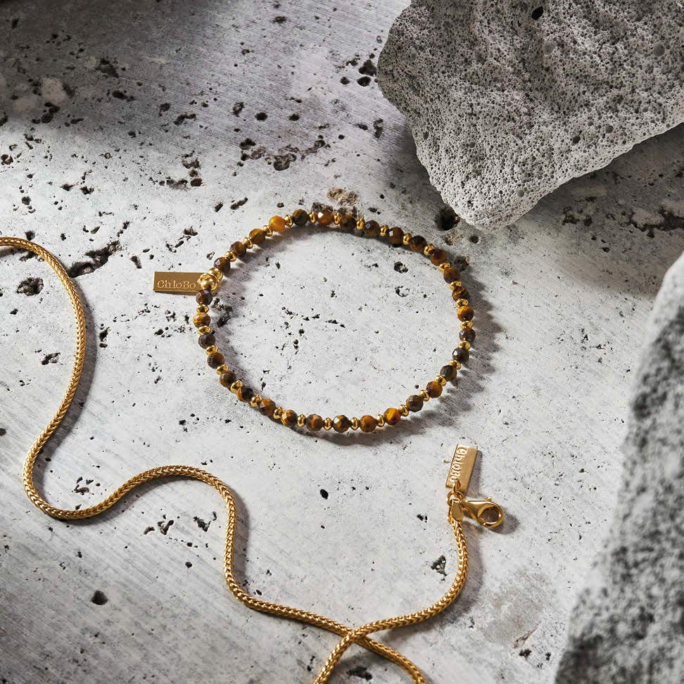 Men's Gold Tiger's Eye Mini Disc Bracelet