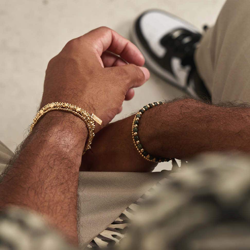 Men's Kambaba Jasper Bracelet Set | Gold & Silver Options