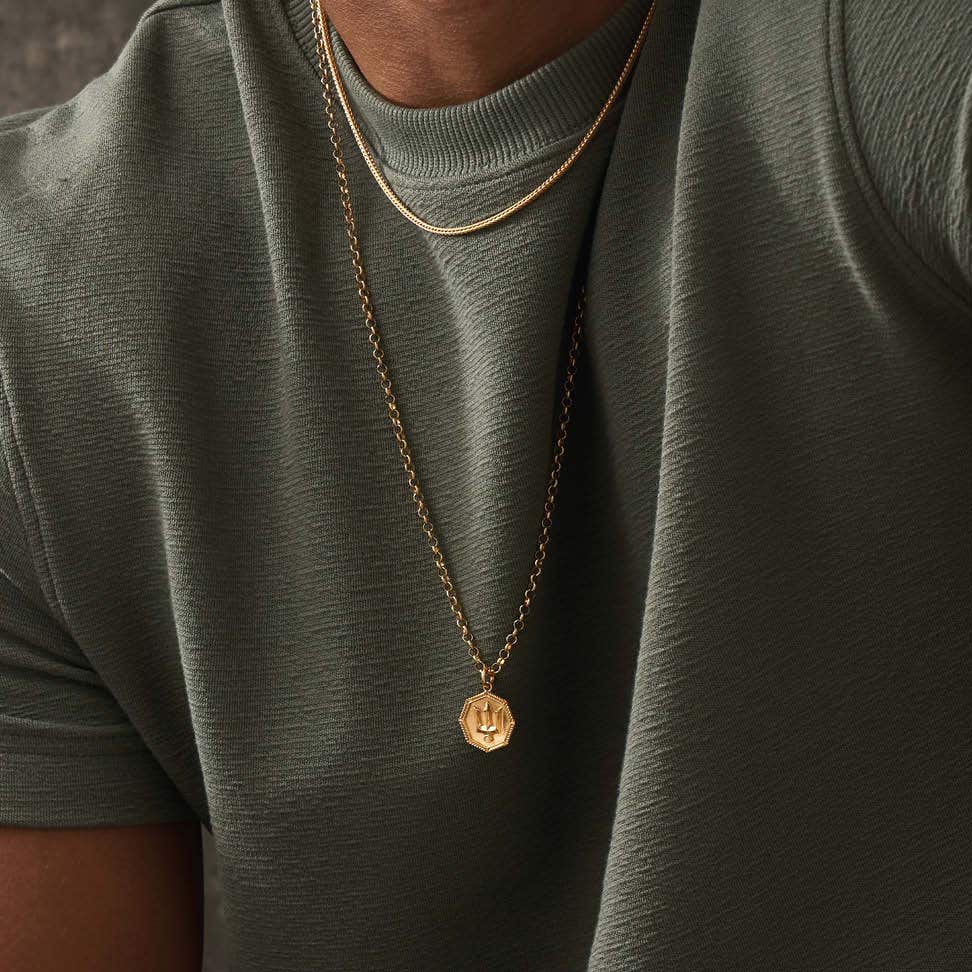 Men's Belcher Chain Trident Necklace - Main Image
